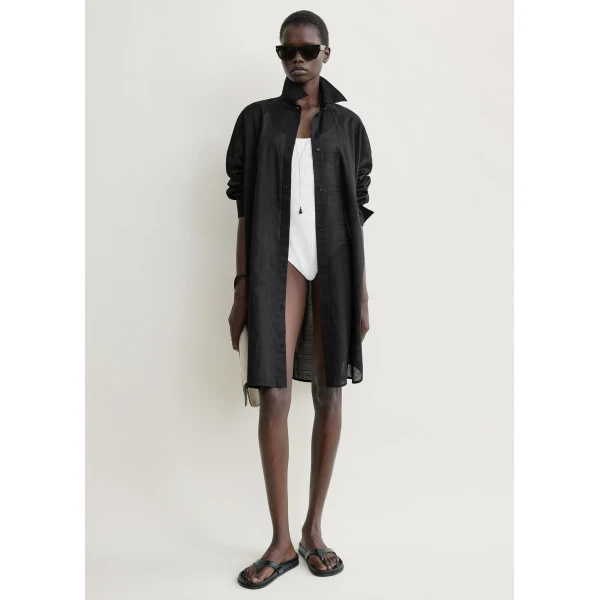 Totême Long summer shirt in Black - Dresses - Scandinavian Minimalist Luxury at Coveti