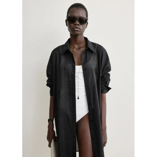 Totême Long summer shirt in Black - Dresses - Scandinavian Minimalist Luxury at Coveti