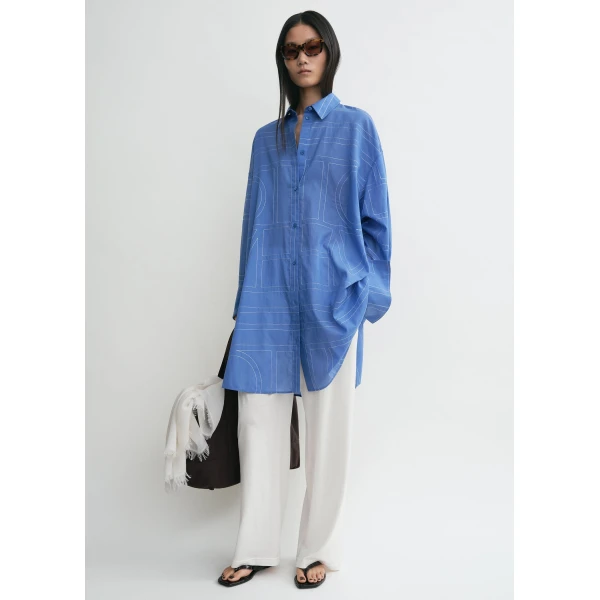 Totême Long summer shirt in Cobalt - Dresses - Scandinavian Minimalist Luxury at Coveti