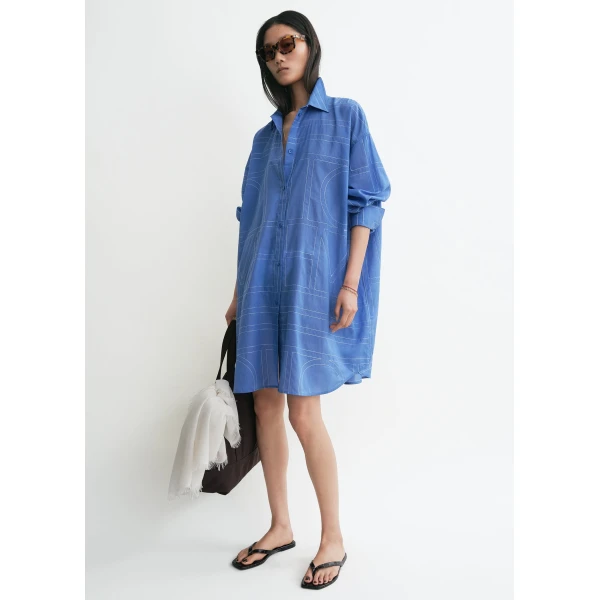 Totême Long summer shirt in Cobalt - Dresses - Scandinavian Minimalist Luxury at Coveti