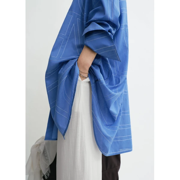 Totême Long summer shirt in Cobalt - Dresses - Scandinavian Minimalist Luxury at Coveti