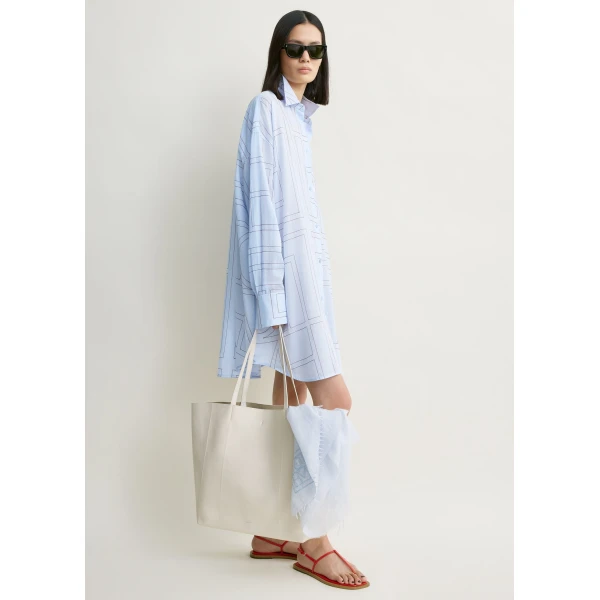 Totême Long summer shirt in Sky / Red - Dresses - Scandinavian Minimalist Luxury at Coveti