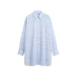 Totême Long summer shirt in Sky / Red - Dresses - Scandinavian Minimalist Luxury at Coveti