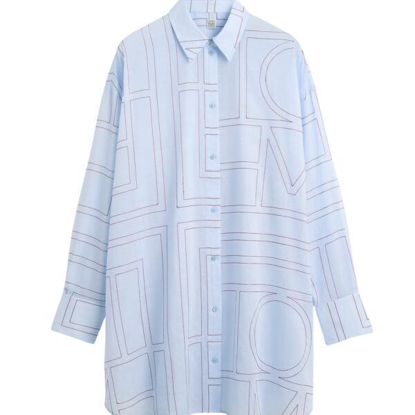 Totême Long summer shirt in Sky / Red - Dresses - Scandinavian Minimalist Luxury at Coveti