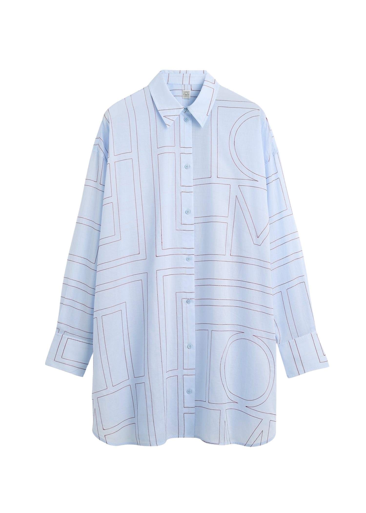 Totême Long summer shirt in Sky / Red - Dresses - Scandinavian Minimalist Luxury at Coveti
