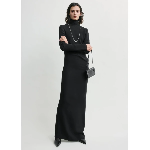 Totême Long twist dress in Black - Dresses - Scandinavian Minimalist Luxury at Coveti