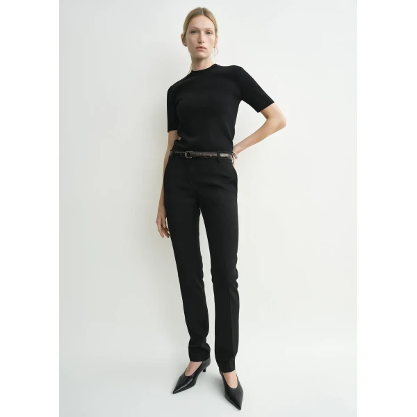 Totême Low-waist slim evening trousers in Black - Pants - Scandinavian Minimalist Luxury at Coveti