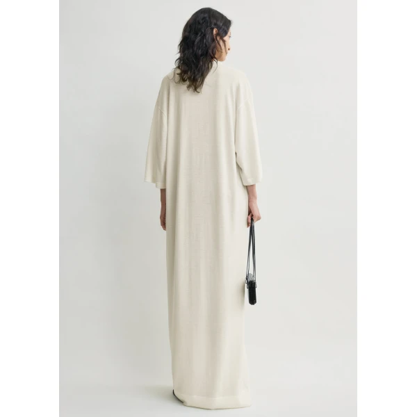 Totême Merino knit tee dress in Ecru - Dresses - Scandinavian Minimalist Luxury at Coveti