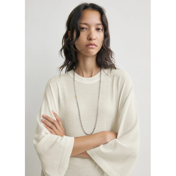 Totême Merino knit tee dress in Ecru - Dresses - Scandinavian Minimalist Luxury at Coveti