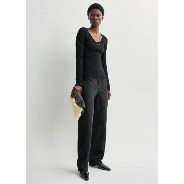 Totême Merino knit top in Black - Knitwear - Scandinavian Minimalist Luxury at Coveti