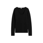 Totême Merino knit top in Black - Knitwear - Scandinavian Minimalist Luxury at Coveti