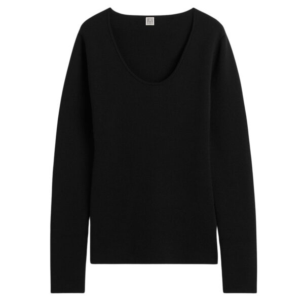Totême Merino knit top in Black - Knitwear - Scandinavian Minimalist Luxury at Coveti