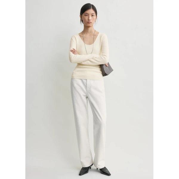 Totême Merino knit top in Ecru - Knitwear - Scandinavian Minimalist Luxury at Coveti