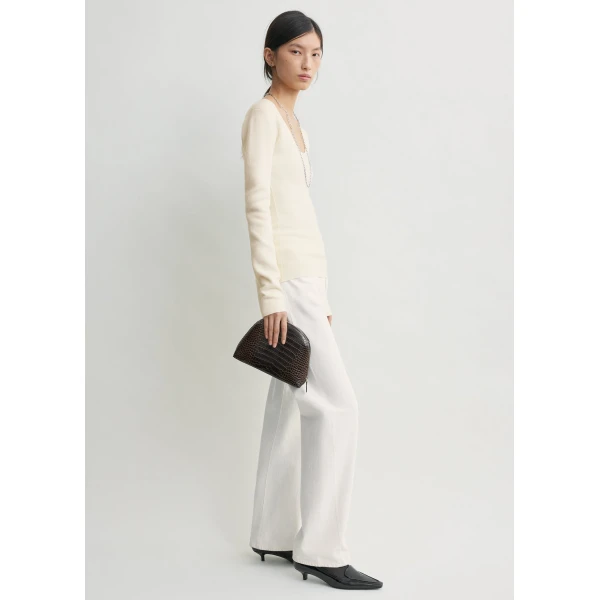Totême Merino knit top in Ecru - Knitwear - Scandinavian Minimalist Luxury at Coveti