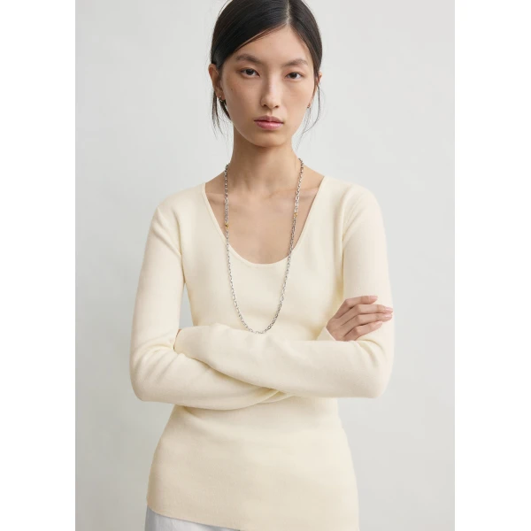 Totême Merino knit top in Ecru - Knitwear - Scandinavian Minimalist Luxury at Coveti