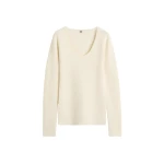 Totême Merino knit top in Ecru - Knitwear - Scandinavian Minimalist Luxury at Coveti