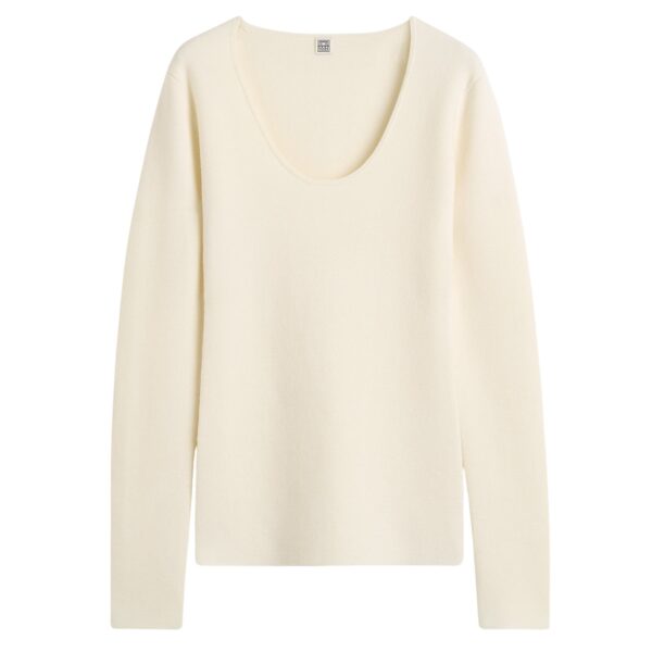 Totême Merino knit top in Ecru - Knitwear - Scandinavian Minimalist Luxury at Coveti