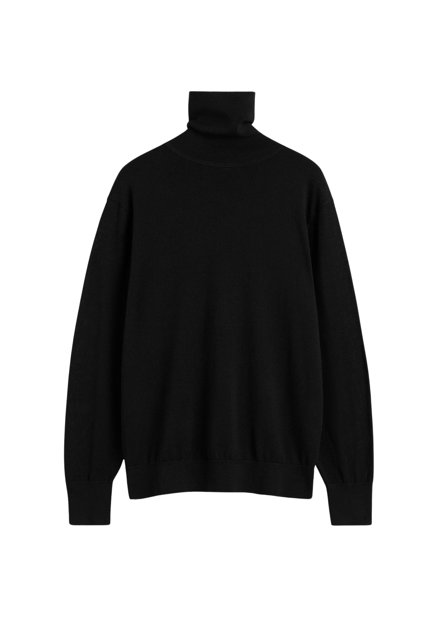 Totême Merino turtleneck in Black - Knitwear - Scandinavian Minimalist Luxury at Coveti