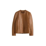 Totême Minimal biker jacket in Copper - Jackets - Scandinavian Minimalist Luxury at Coveti