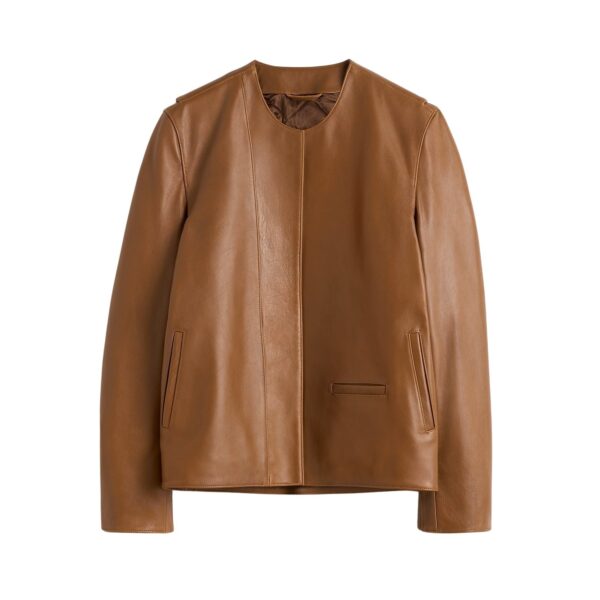 Totême Minimal biker jacket in Copper - Jackets - Scandinavian Minimalist Luxury at Coveti