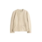 Totême Minimal biker jacket in Stone - Jackets - Scandinavian Minimalist Luxury at Coveti