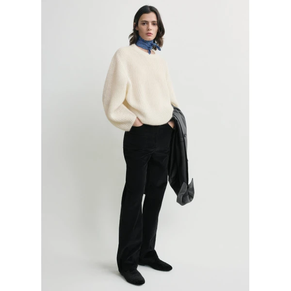 Totême Mohair blend rib knit in Ecru - Knitwear - Scandinavian Minimalist Luxury at Coveti