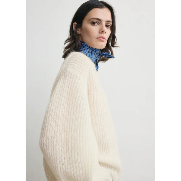 Totême Mohair blend rib knit in Ecru - Knitwear - Scandinavian Minimalist Luxury at Coveti