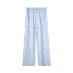 Totême Monogram cotton-blend pj bottoms in Sky - Pants - Scandinavian Minimalist Luxury at Coveti