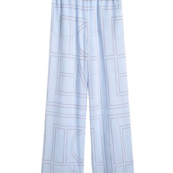 Totême Monogram cotton-blend pj bottoms in Sky - Pants - Scandinavian Minimalist Luxury at Coveti
