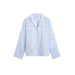 Totême Monogram cotton-blend pj top in Sky - Tops - Scandinavian Minimalist Luxury at Coveti