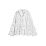 Totême Monogram cotton-blend pj top in White / Black - Tops - Scandinavian Minimalist Luxury at Coveti