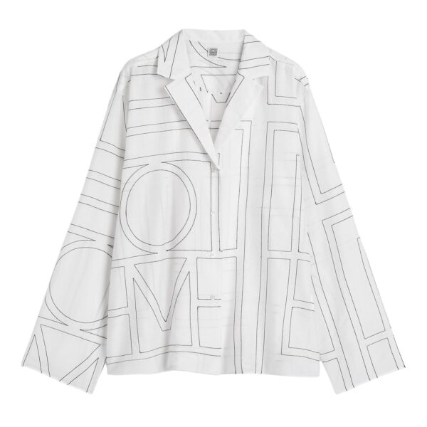 Totême Monogram cotton-blend pj top in White / Black - Tops - Scandinavian Minimalist Luxury at Coveti