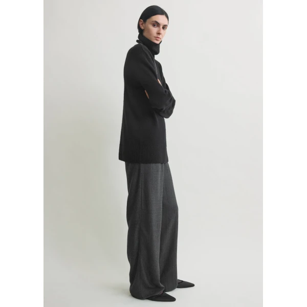 Totême Monogram flannel pj bottoms charcoal in Charcoal melange - Pants - Scandinavian Minimalist Luxury at Coveti