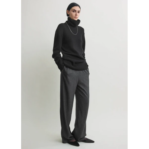 Totême Monogram flannel pj bottoms charcoal in Charcoal melange - Pants - Scandinavian Minimalist Luxury at Coveti