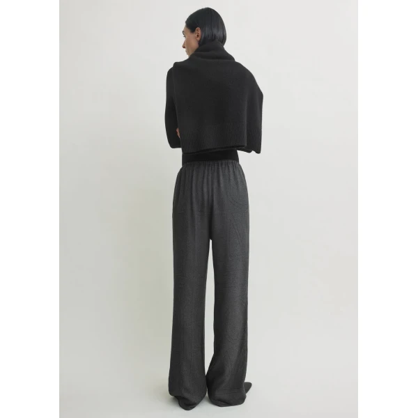 Totême Monogram flannel pj bottoms charcoal in Charcoal melange - Pants - Scandinavian Minimalist Luxury at Coveti