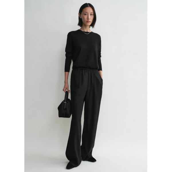 Totême Monogram flannel pj bottoms in Black - Pants - Scandinavian Minimalist Luxury at Coveti