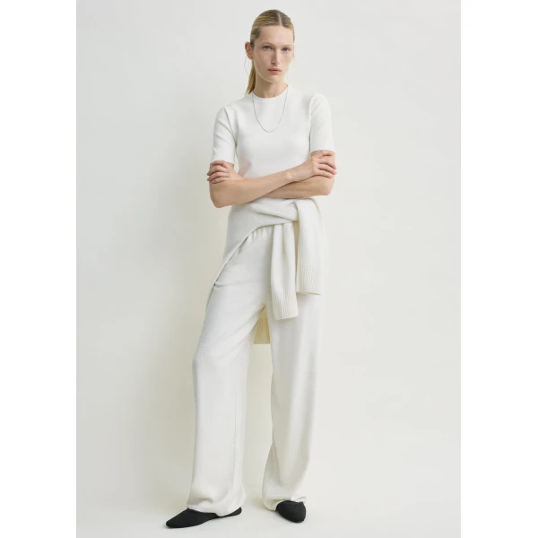 Totême Monogram flannel pj bottoms in Ecru - Pants - Scandinavian Minimalist Luxury at Coveti