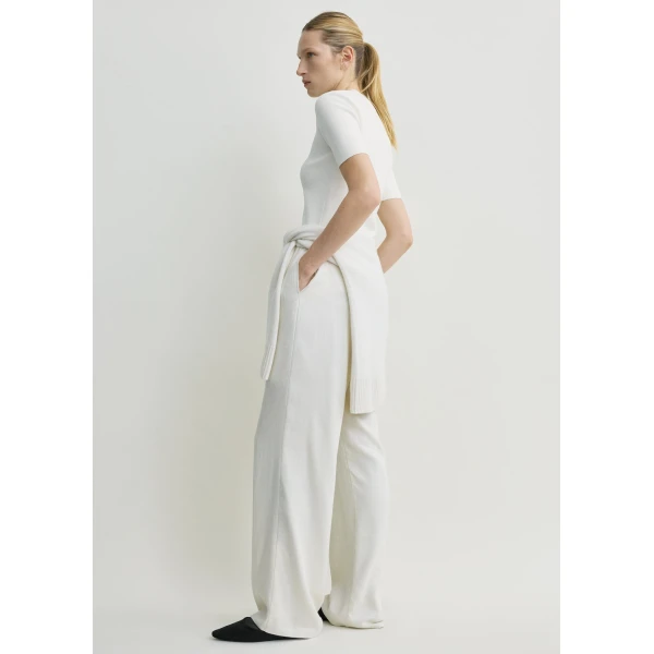 Totême Monogram flannel pj bottoms in Ecru - Pants - Scandinavian Minimalist Luxury at Coveti