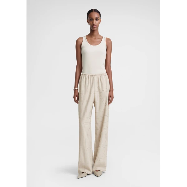 Totême Monogram flannel pj bottoms in Light beige melange - Pants - Scandinavian Minimalist Luxury at Coveti