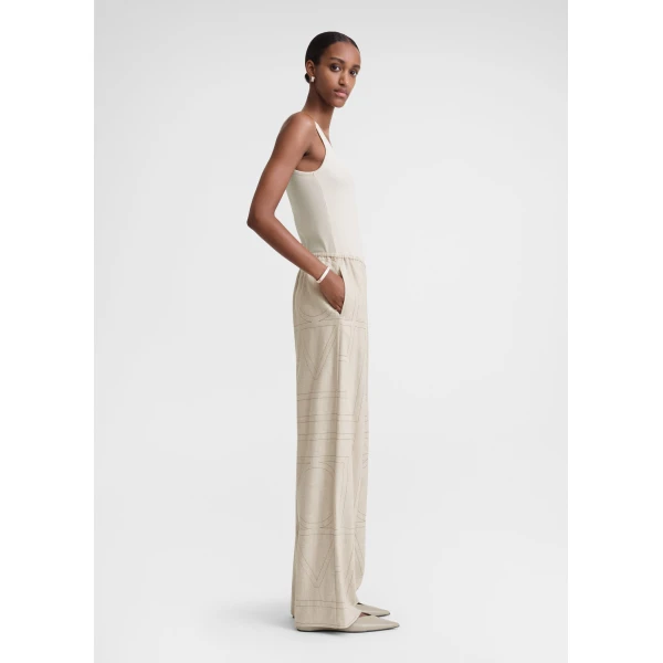 Totême Monogram flannel pj bottoms in Light beige melange - Pants - Scandinavian Minimalist Luxury at Coveti