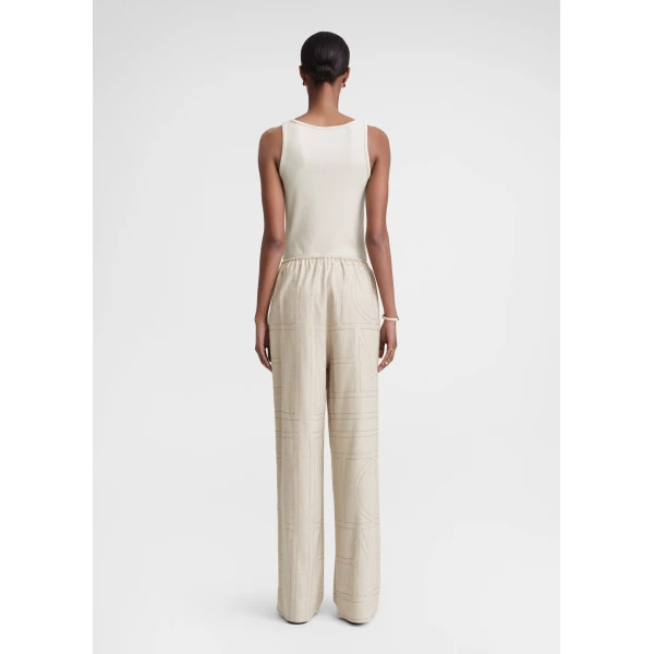 Totême Monogram flannel pj bottoms in Light beige melange - Pants - Scandinavian Minimalist Luxury at Coveti