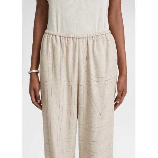 Totême Monogram flannel pj bottoms in Light beige melange - Pants - Scandinavian Minimalist Luxury at Coveti