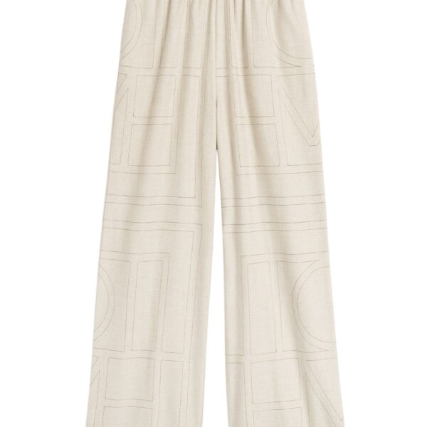Totême Monogram flannel pj bottoms in Light beige melange - Pants - Scandinavian Minimalist Luxury at Coveti