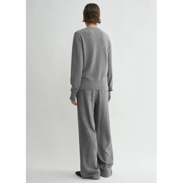 Totême Monogram flannel pj bottoms in Smoke melange - Pants - Scandinavian Minimalist Luxury at Coveti