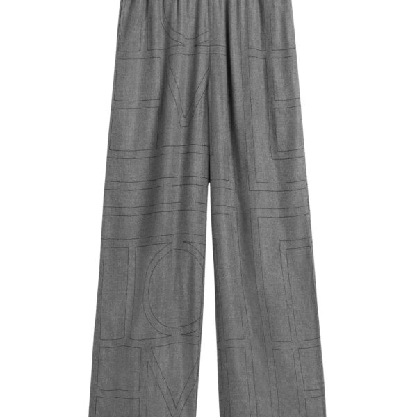 Totême Monogram flannel pj bottoms in Smoke melange - Pants - Scandinavian Minimalist Luxury at Coveti