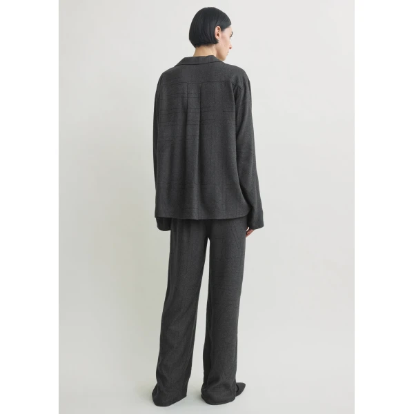 Totême Monogram flannel pj top charcoal in Charcoal melange - Tops - Scandinavian Minimalist Luxury at Coveti