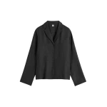 Totême Monogram flannel pj top charcoal in Charcoal melange - Tops - Scandinavian Minimalist Luxury at Coveti