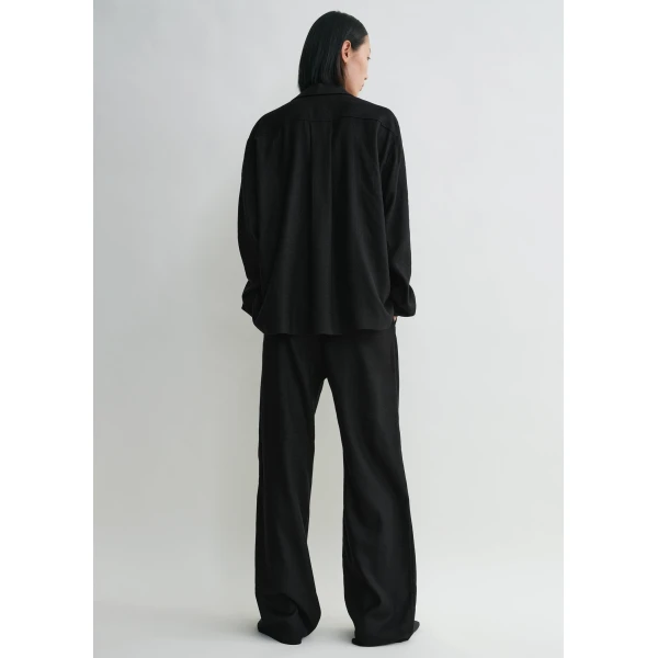 Totême Monogram flannel pj top in Black - Tops - Scandinavian Minimalist Luxury at Coveti