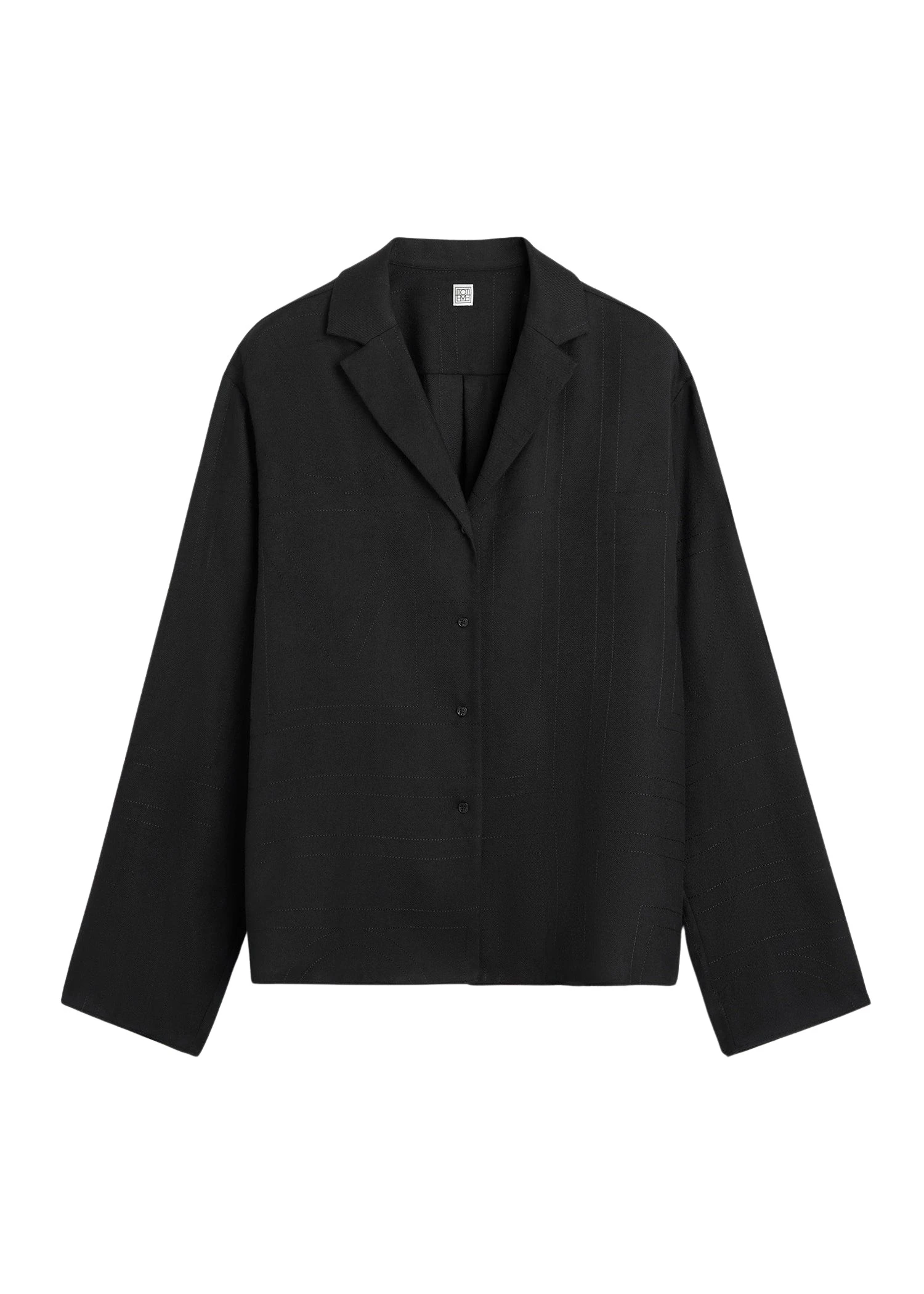 Totême Monogram flannel pj top in Black - Tops - Scandinavian Minimalist Luxury at Coveti