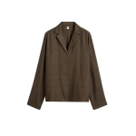 Totême Monogram flannel pj top in Dark brown - Tops - Scandinavian Minimalist Luxury at Coveti